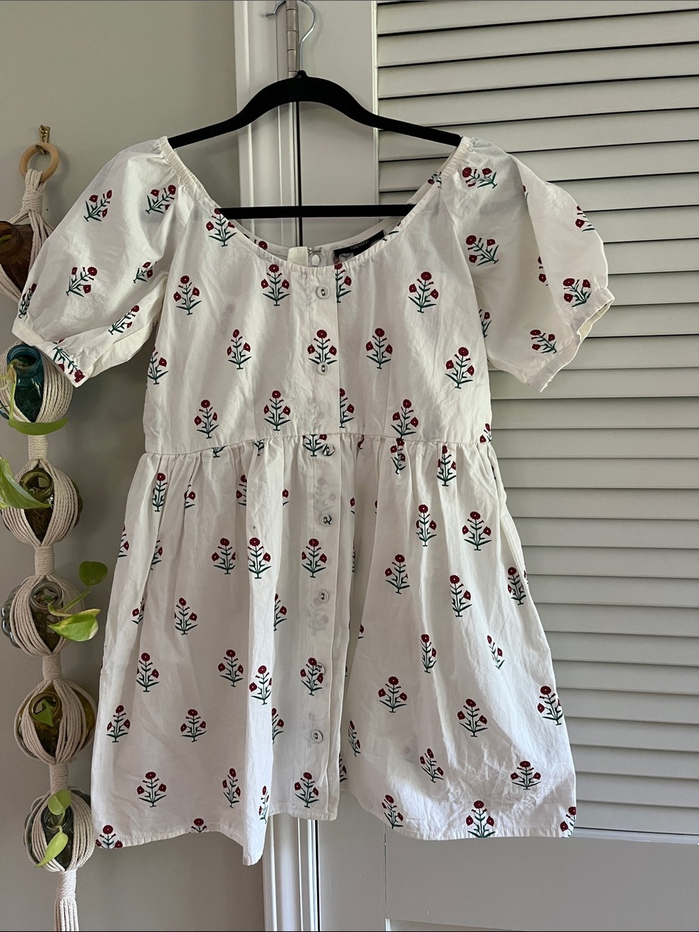 Forever 21 White Mini Dress with Red Floral Print